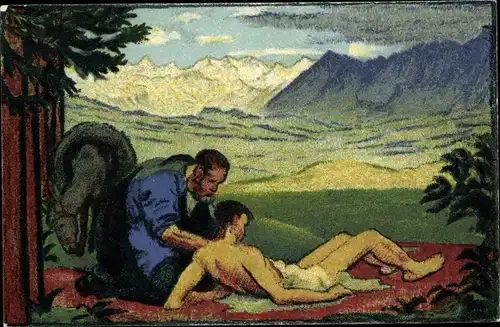 Ganzsachen Künstler Ak Schweizer Bundesfeier 1917, Henri Dunant, Rotes Kreuz