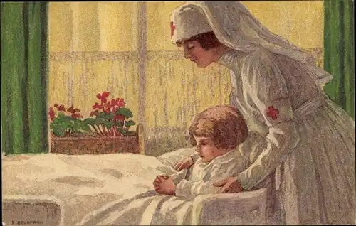 Ganzsachen Künstler Ak Schweizer Bundesfeier 1921, Rotes Kreuz, Krankenschwester, Caritas