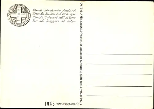 Künstler Ak Chiesa, Pietro, Der Auswanderer, Schweizer Bundesfeier 1946