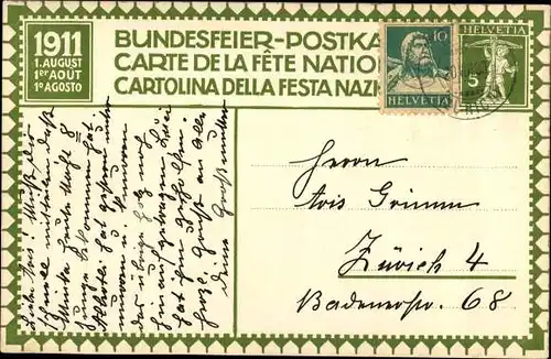 Ganzsachen Ak Bundesfeier 1911, Bauernaufstand