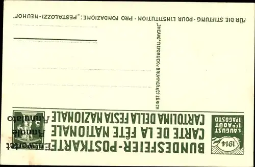 Ganzsachen Künstler Ak Schöner, G.A., Bundesfeier 1914, Pestalozzi und sein Enkel Gottlieb