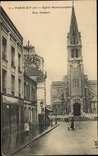 Ak Paris XV., Eglise Saint Lambert, Rue Gerbert
