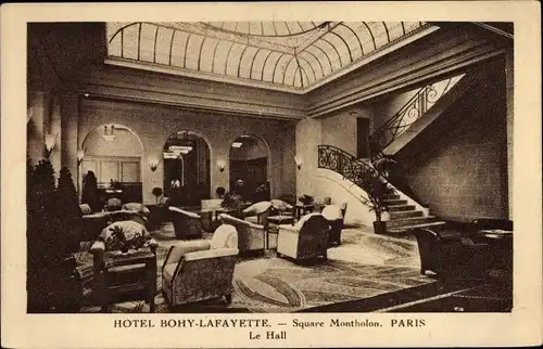 Ak Paris IX., Hotel Bohy Lafayette, Square Montholon, le Hall