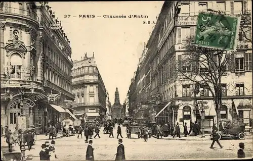 Ak Paris IX., Chaussee d'Antin, Passanten, Vaudeville