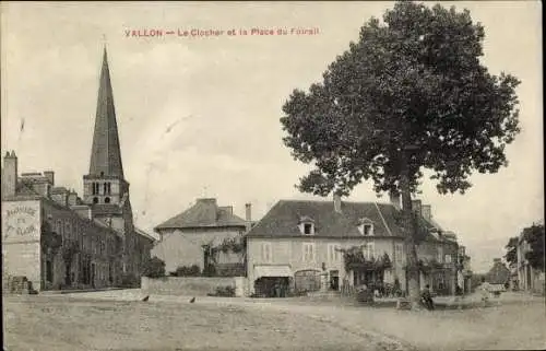 Ak Vallon Allier, Le Clocher et la Place du Foirail