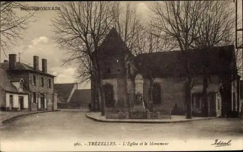 Ak Trézelles Allier, L'Église et le Monument