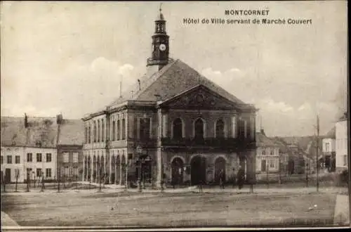 Ak Montcornet Aisne, Hôtel de Ville servant de Marché Couvert