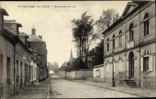 Ak Notre Dame de Liesse Aisne, Rue de Montcornet