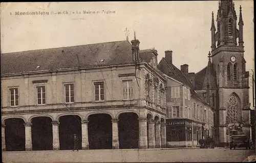 Ak Mondoubleau Loir-et-Cher, La Mairie en l'Eglise