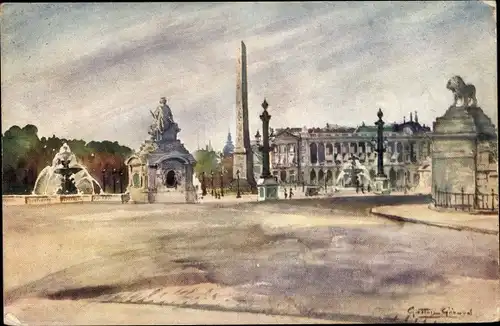 Künstler Ak Paris I., Straßenpartie, Brunnen, Obelisk, Musculosine Byla