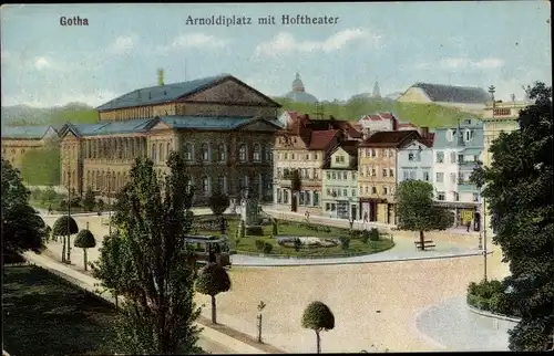 Ak Gotha im Thüringer Becken, Arnoldiplatz mit Hoftheater