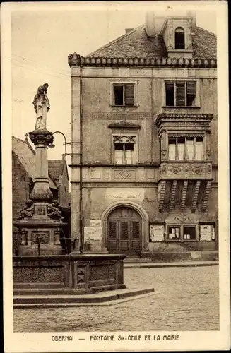 Ak Obernai Oberehnheim Elsass Bas Rhin, Fontaine St. Odile, Mairie