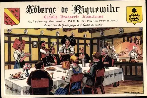 Künstler Ak Paris IX., Auberge de Riquewihr, Grande Brasserie Alsacienne, Faubourg Montmartre
