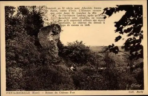 Ak Ivry la Bataille Eure, Ruines du Chateau Fort
