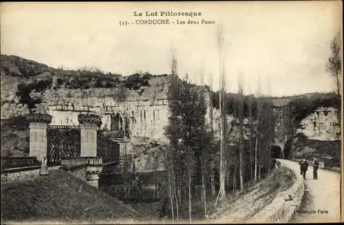 Ak Conduché Lot, les deux Ponts