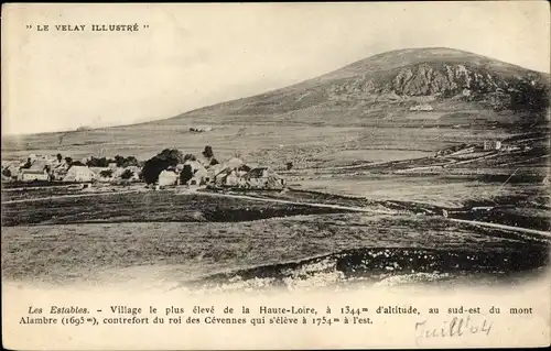 Ak Les Estables Haute Loire, Vue générale et Mont Alambre