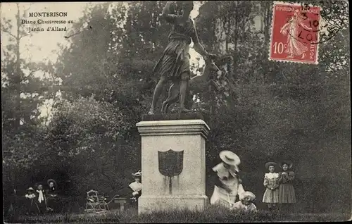 Ak Montbrison Loire, Diane Chasseresse au Jardin d'Allard