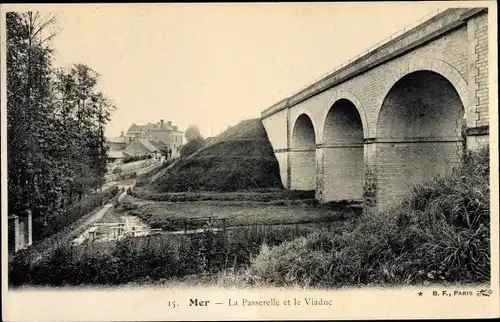 Ak Mer Loir-et-Cher, La Passerelle et le Viaduc