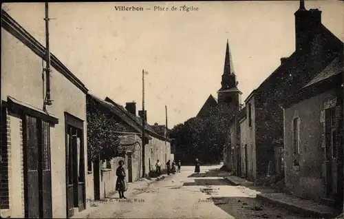 Ak Villerben Loir-et-Cher, Place de l'Église