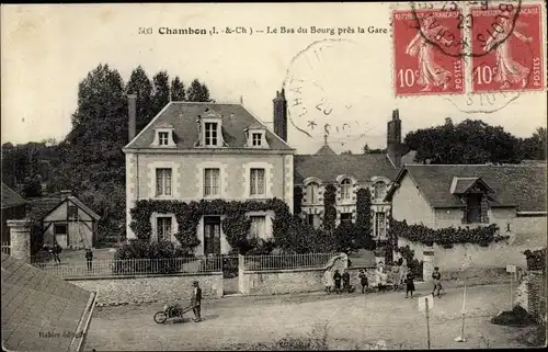 Ak Chambon Loir-et-Cher, Le Bas du Bourg près la Gare