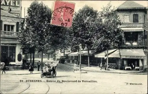 Ak Suresnes, Entrée du Boulevard de Versailles