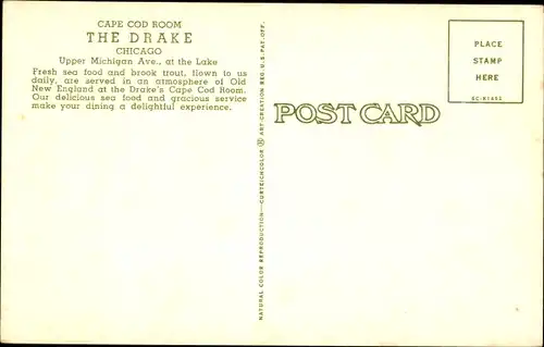 Ak Chicago Illinois USA, Cape Cod Room The Dake, Upper Michigan Avenue