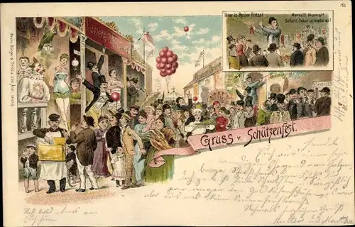 Litho Schützenfest, Varieté Theater, Renner Fritze, Seifarts Oskar, Bruno Bürger & Ottilie