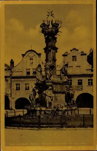Ak Lądek Zdrój Bad Landeck Schlesien, Dreifaltigkeitssäule auf dem Ring