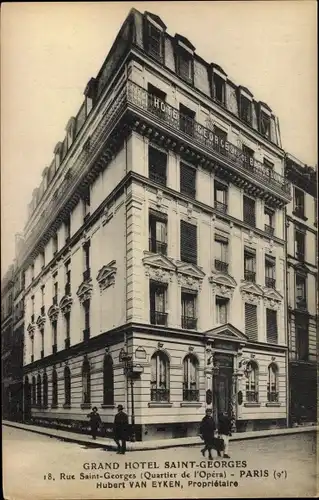 Ak Paris IX., Grand Hotel Saint Georges, Rue Saint Georges, Quartier de l'Opera