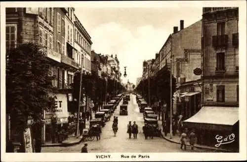 Ak Vichy Allier, Rue de Paris, Straßenpartie