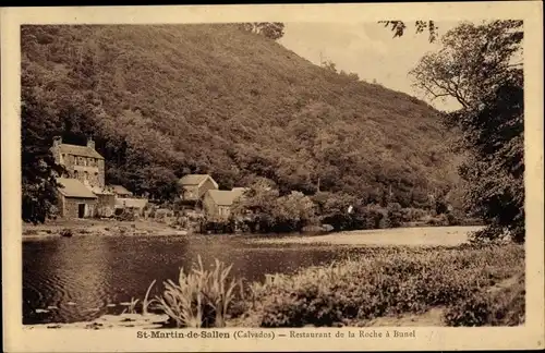 Ak Saint Martin de Sallen Calvados, Restaurant de la Roche à Bunel