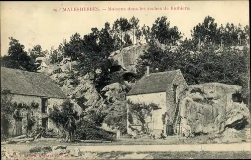 Ak Malesherbes Loiret, Maisons dans lles roches de Buthiers