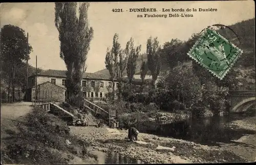 Ak Dunieres Haute Loire, Les bords de la Duniere au Faubourg Dela L'eau