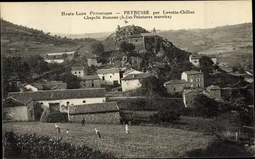 Ak Peyrusse Haute Loire, Chapelle Romane, Vue générale