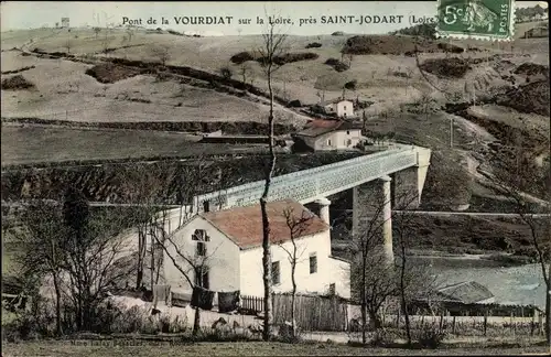 Ak Saint Jodart Loire, Pont de la Vourdiat sur la Loire