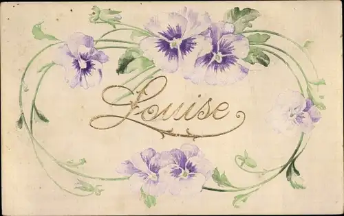 Buchstaben Präge Ak Weiblicher Vorname Louise, Stiefmütterchen