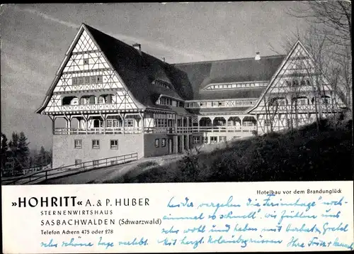 Ak Sasbachwalden in Baden Württemberg, Wirtshaus Hohritt