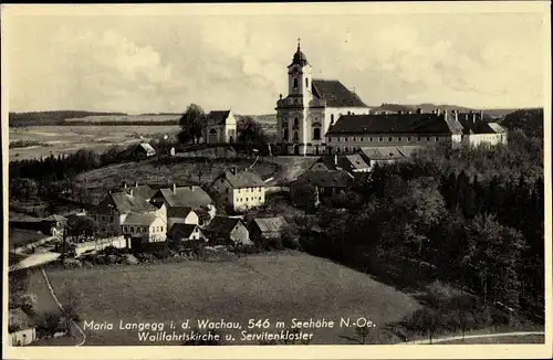 Ak Maria Langegg Wachau Niederösterreich, Wallfahrtskirche und Servitenkloster