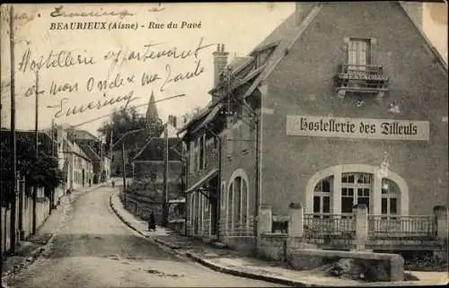 Ak Beaurieux Aisne, Rue du Pavé, Hostellerie des Tilleuls