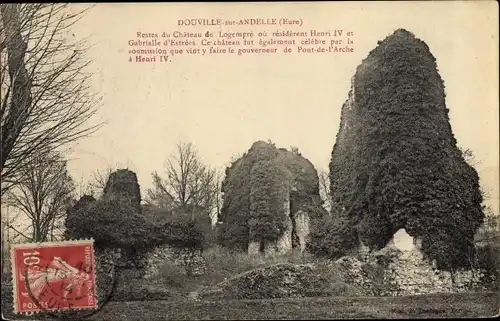 Ak Douville sur Andelle Eure, Chateau de Logempré, Ruines