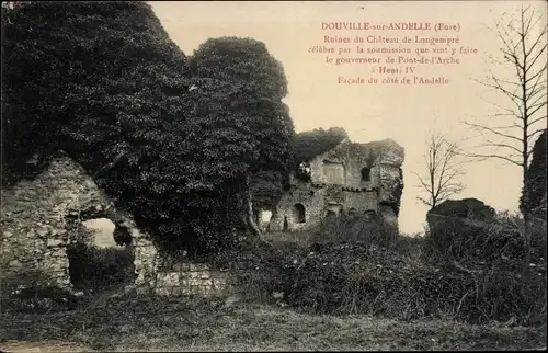 Ak Douville sur Andelle Eure, Ruines du Chateau de Longempré