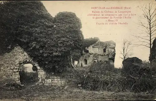 Ak Douville sur Andelle Eure, Ruines du Chateau de Longempré