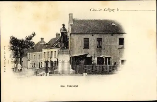 Ak Chatillon Coligny Loiret, Place Becquerel