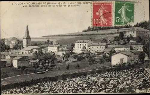 Ak Saint Julien Molhesabate Haute Loire, Vue générale prise de la route de Saint Bonnet