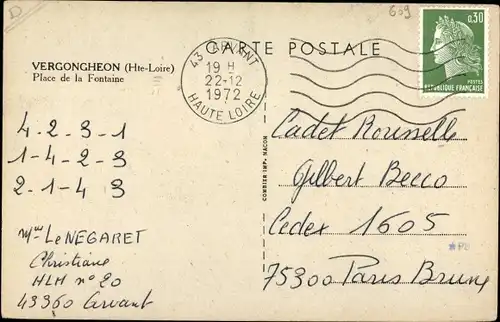 Ak Vergongheon Haute Loire, Place de la Fontaine, oies