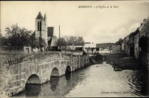 Ak Morigny Essonne, L'Eglise et le Pont