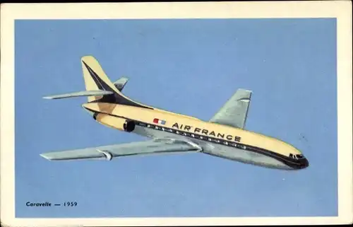 Künstler Ak Französisches Passagierflugzeug, Air France, Caravelle, 1959