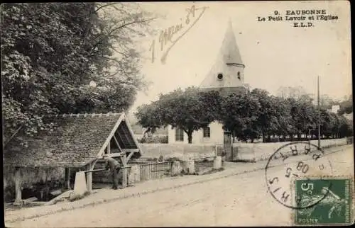 Ak Eaubonne Val d'Oise, Le petit Lavoir et l'Église