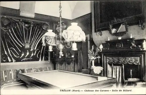 Ak Trelon Nord, Chateau des Carmes, Salle de Billard