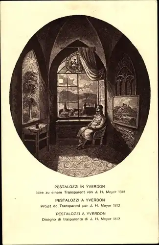 Ganzsachen Ak Pädagoge Johann Heinrich Pestalozzi in Yverdon, Bundesfeier 1914